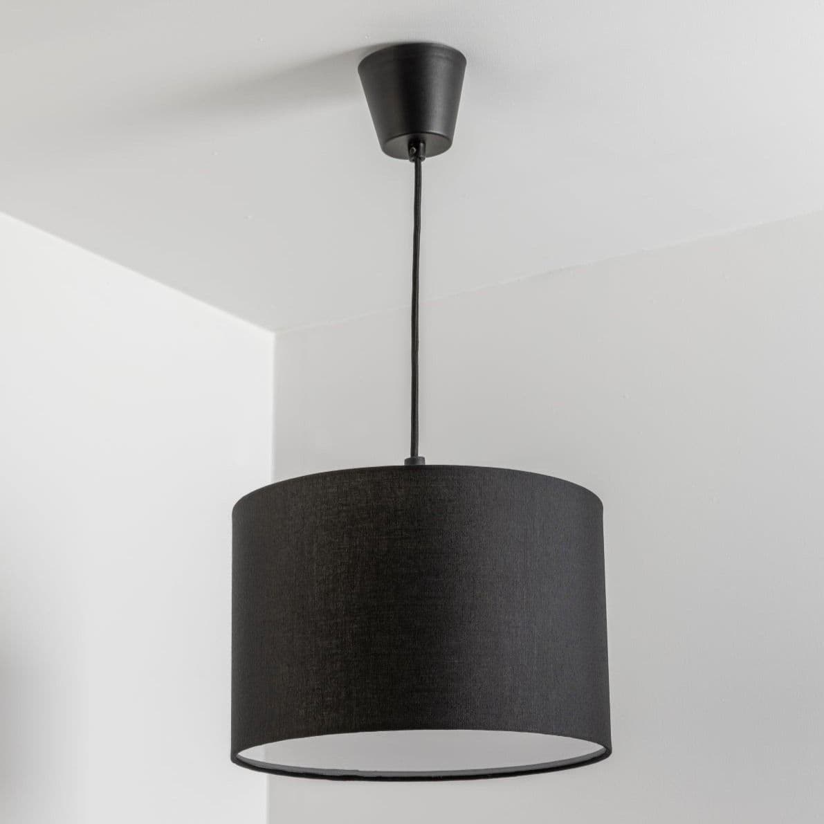 'Lucia' Black Fabric Ceiling Lamp Shade With Frosted Diffuser