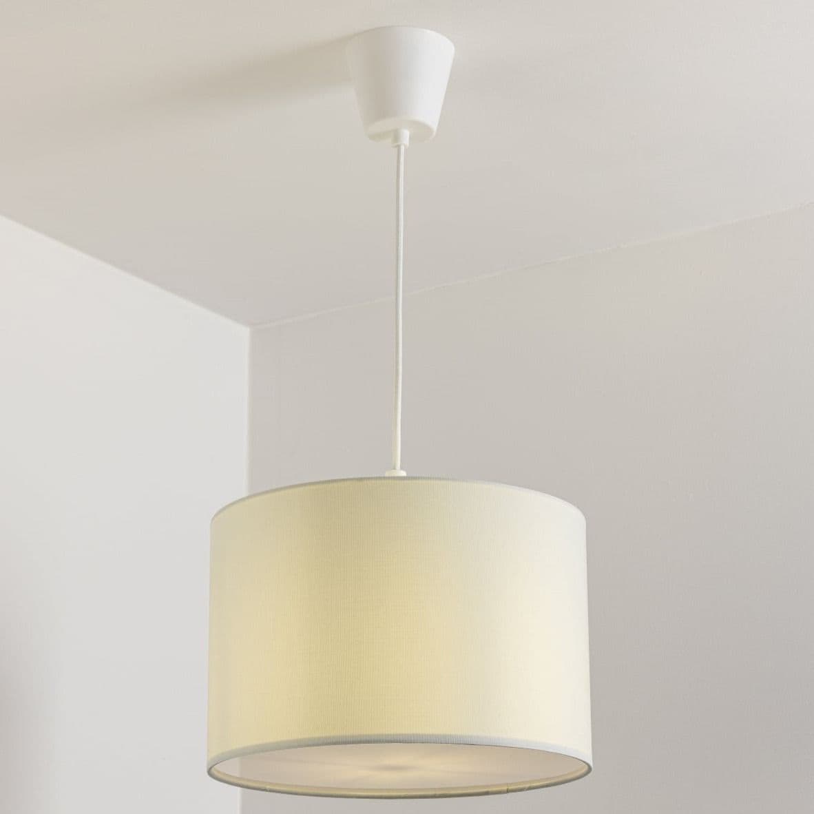 'Lucia' Cream Fabric Ceiling Lamp Shade With Frosted Diffuser