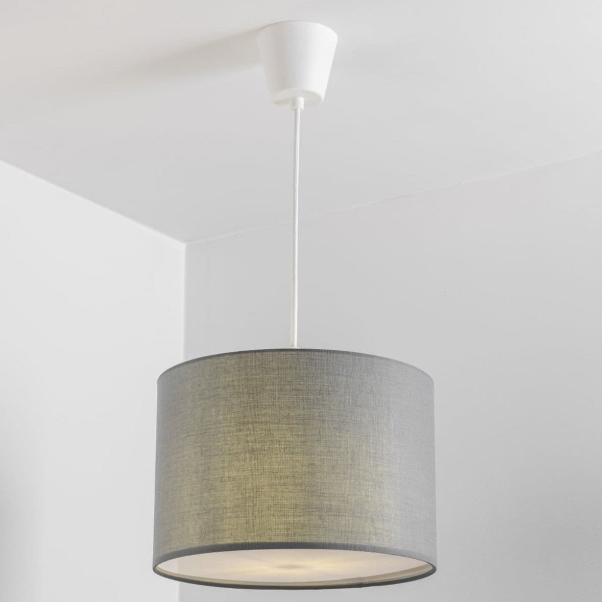'Grey' Fabric Ceiling Lamp Shade With Frosted Diffuser