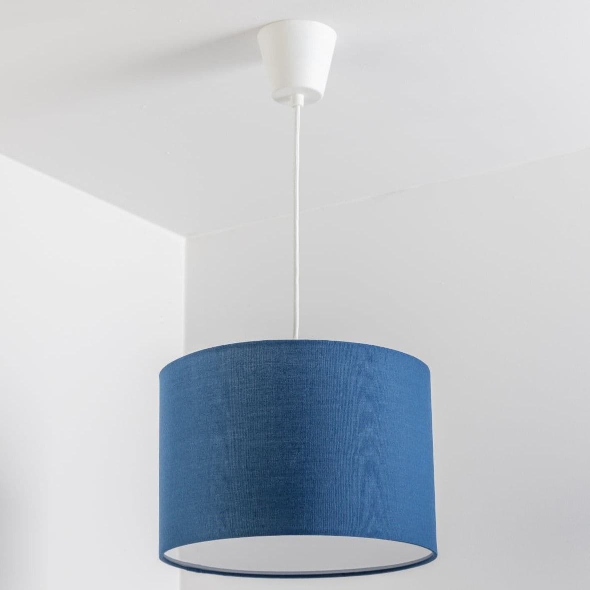 'Lucia' Navy Blue Fabric Ceiling Lamp Shade With Frosted Diffuser