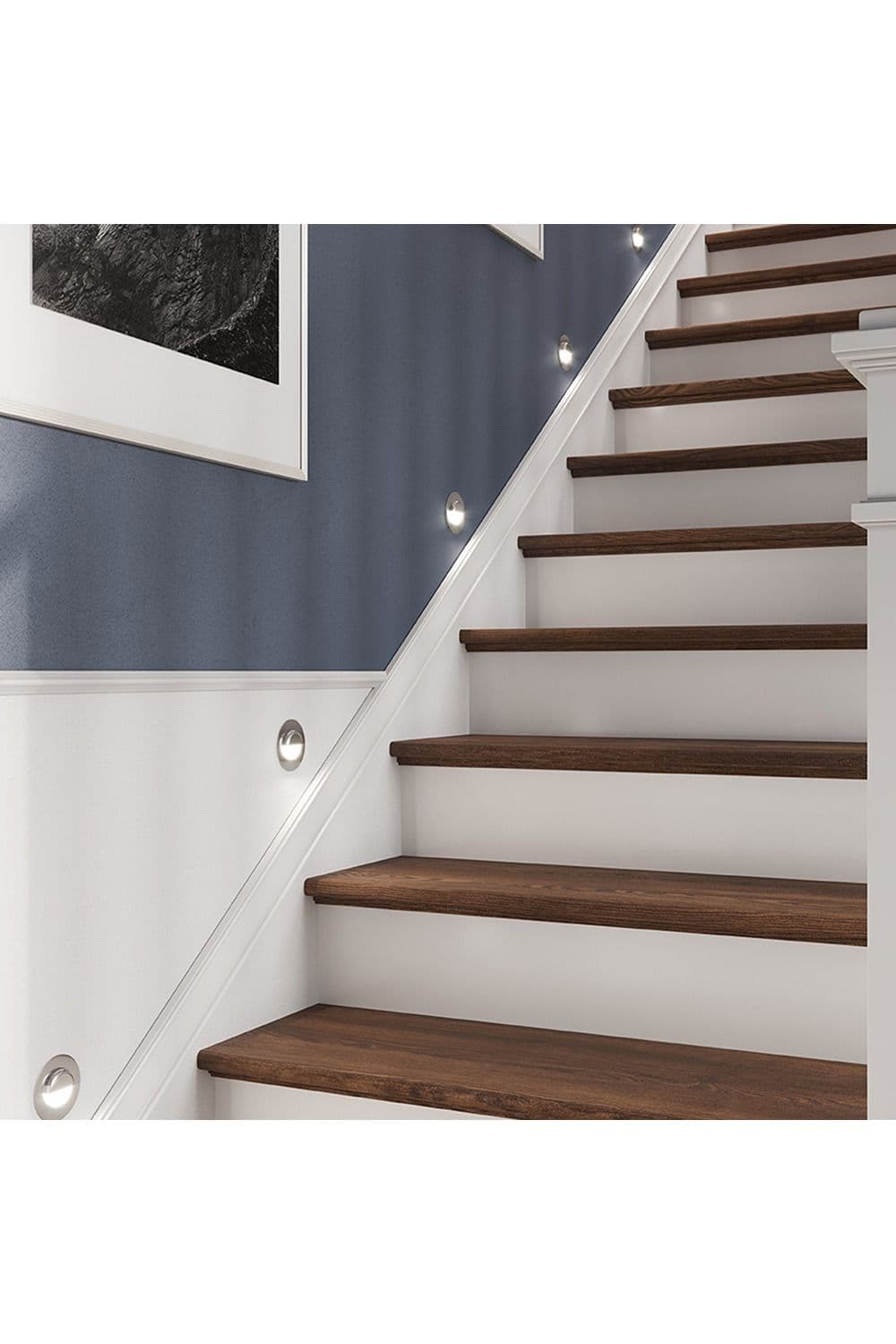 'Casey' Stainless Steel Small Round Stair Light With Diffuser