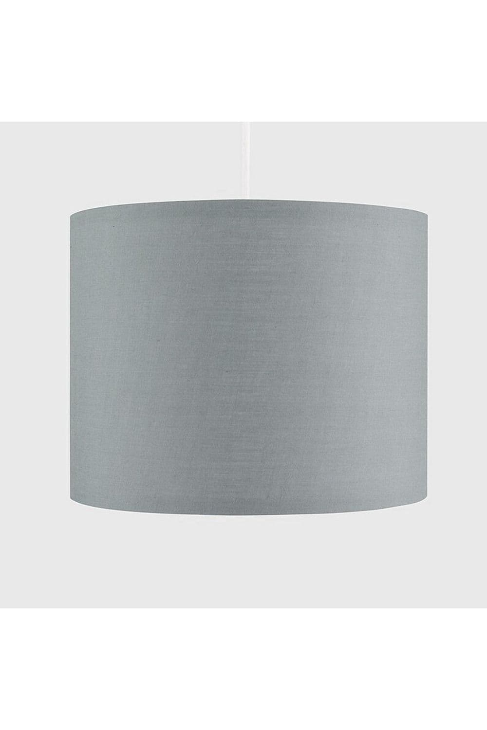 'Lupo' Luxury Grey Cotton & Silver Inner Round Pendant Drum Lamp Shade