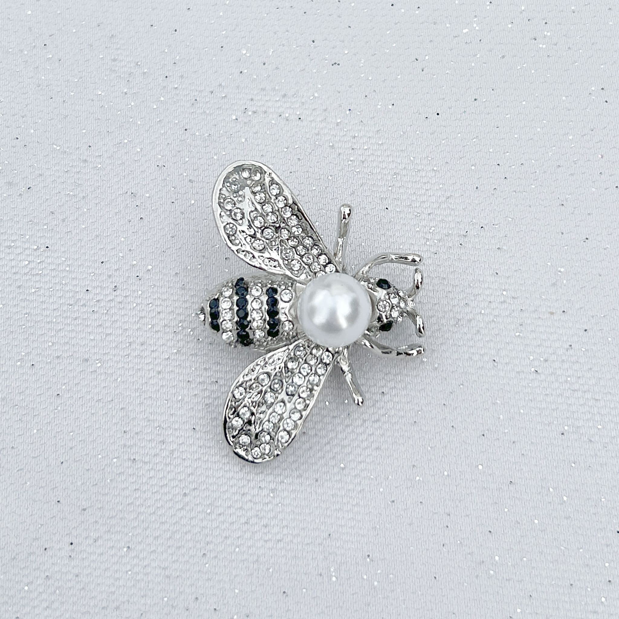 Bee Brooch Pearl Pin Crystal