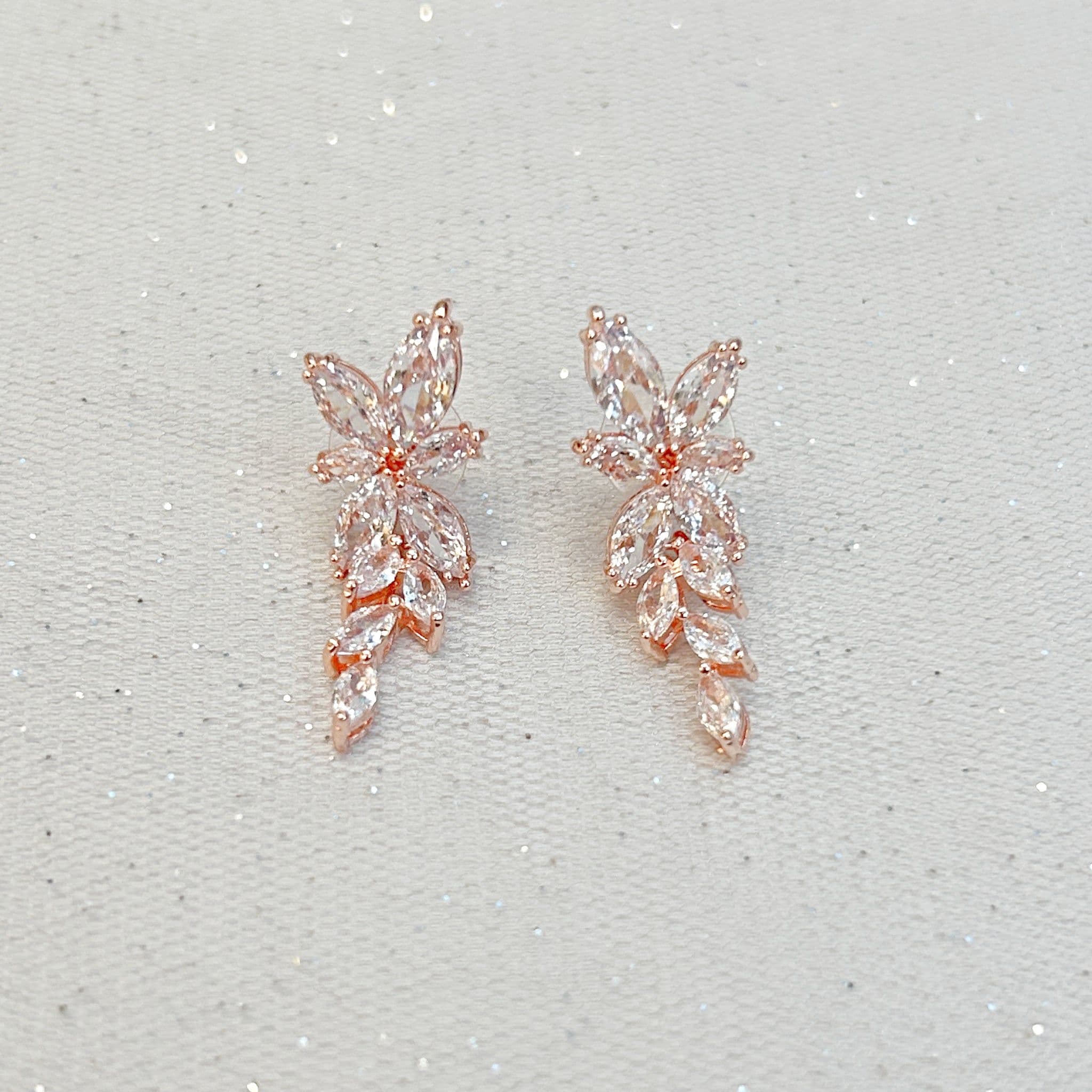 Vintage Inspired Floral Crystal Drop Earrings