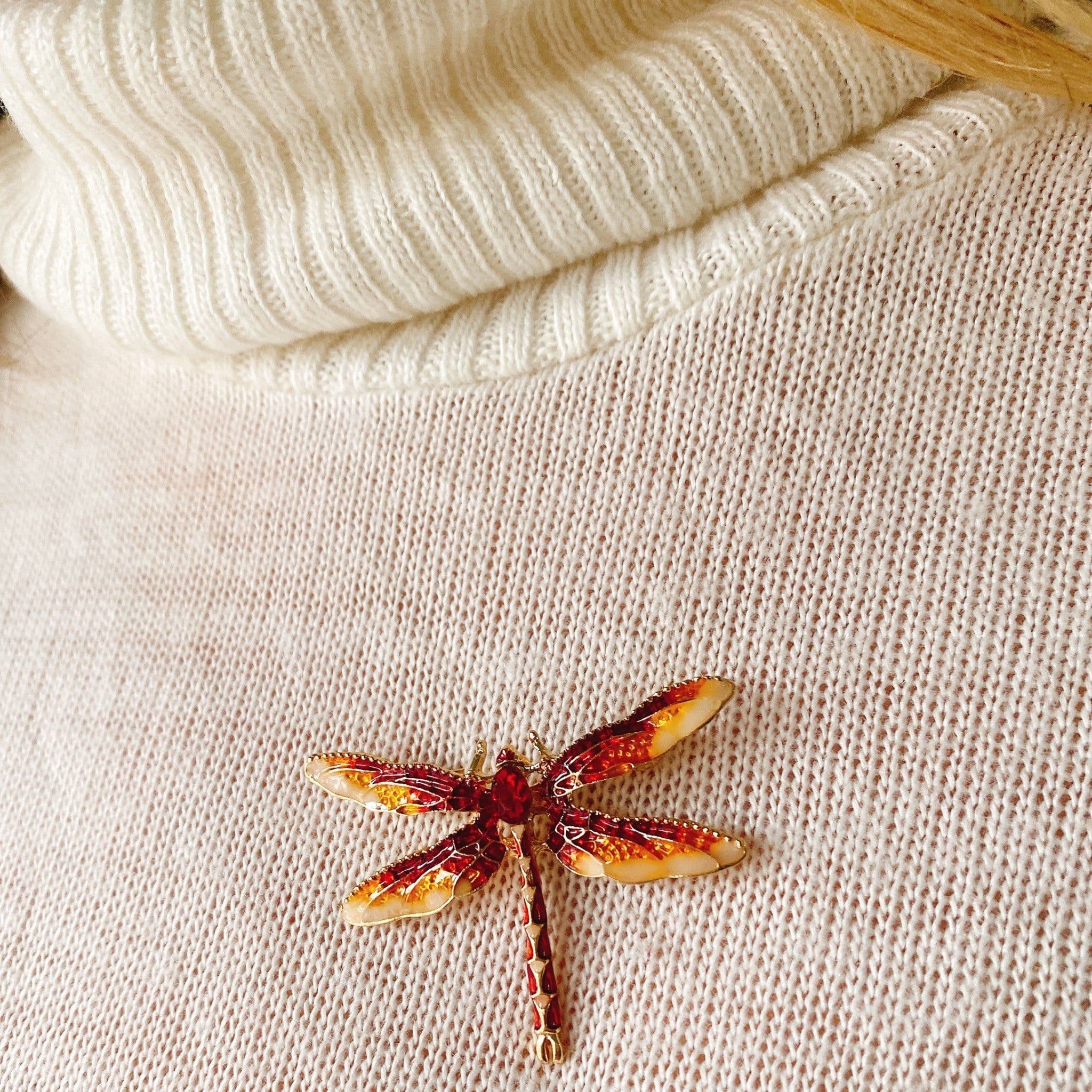 Dragonfly Brooch Enamel Crystal