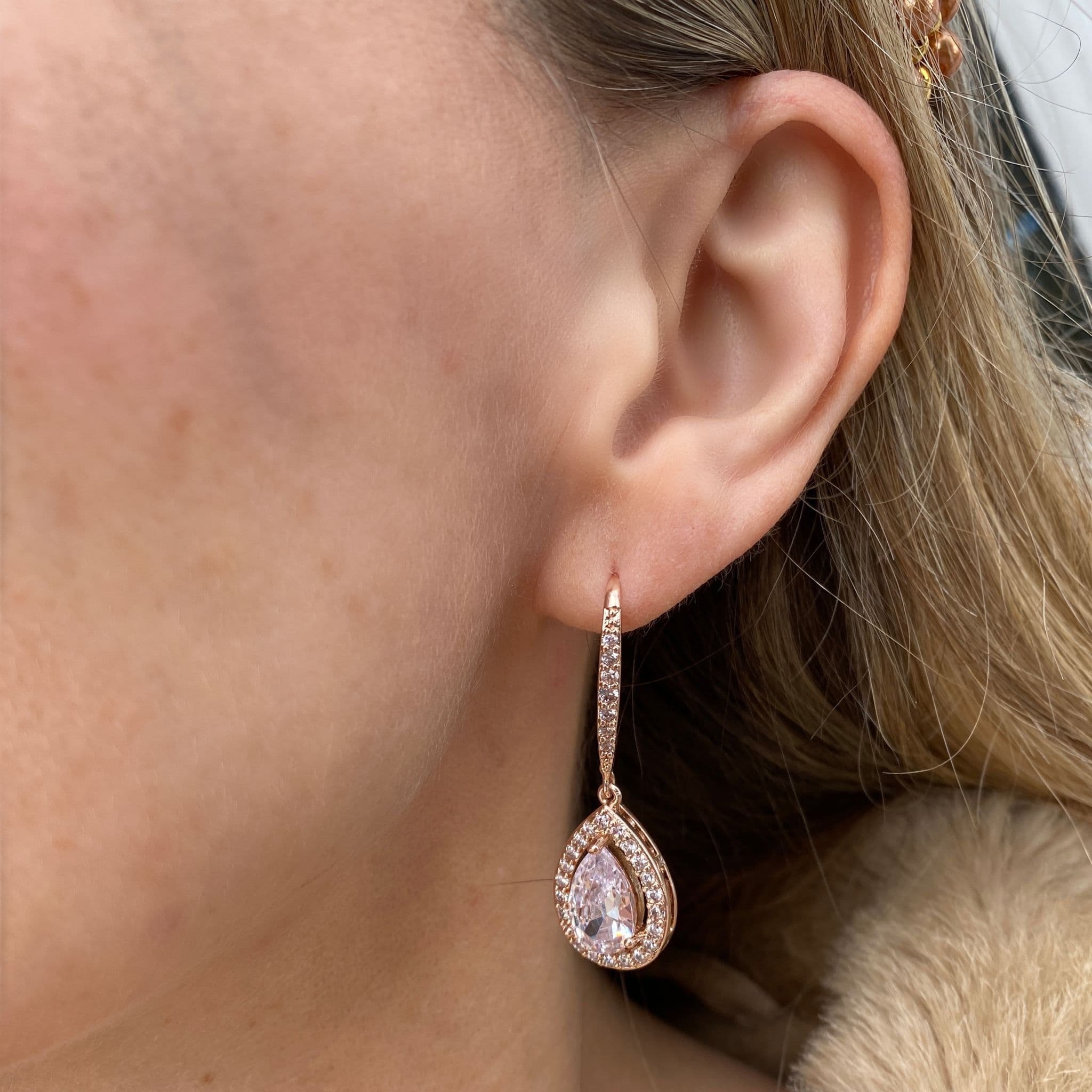 Long Drop Diamante Earrings