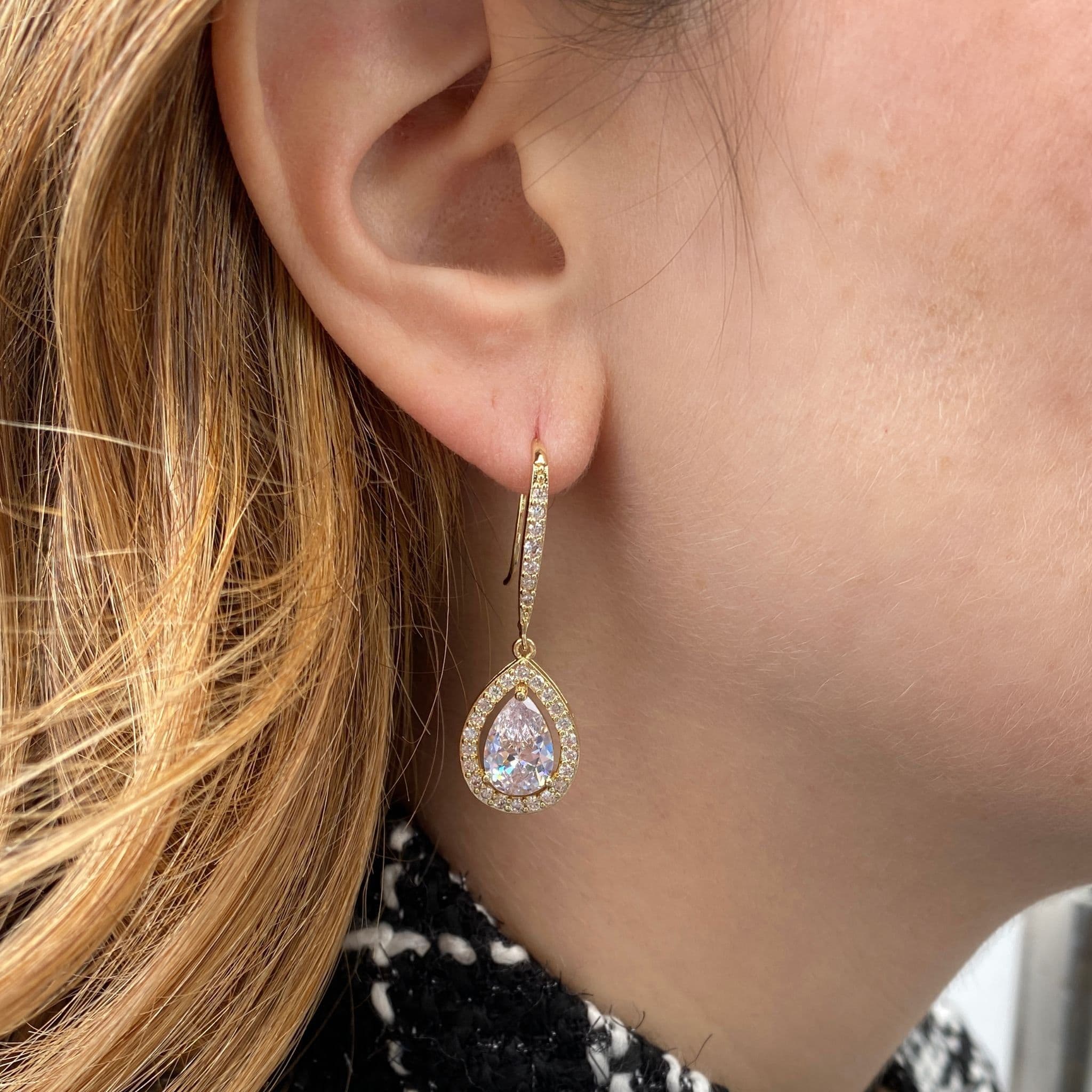 Long Drop Diamante Earrings