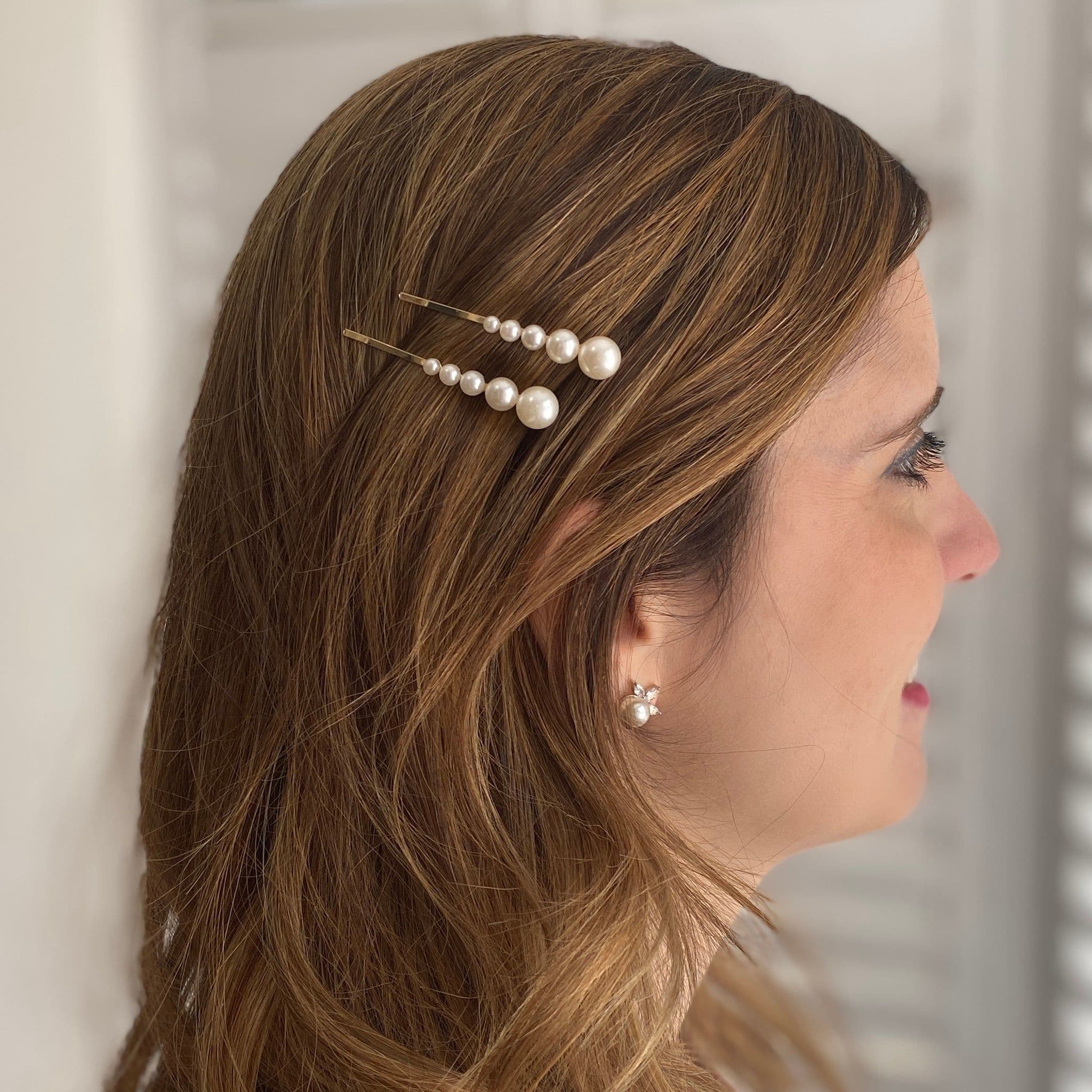 Small Pearl Hair Slides Set 2
