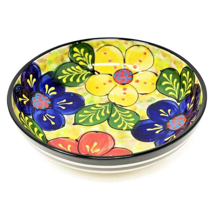 Classic Spanish Hand Painted Kitchen Dining Shallow Bowl 23cm Floral