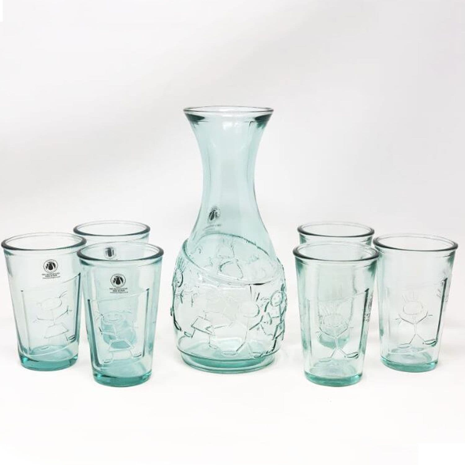 Recycled Glass Creative Entertaining Kitchen Dining Boy & Girl Decanter & Tumblers Set 1L, 300ml