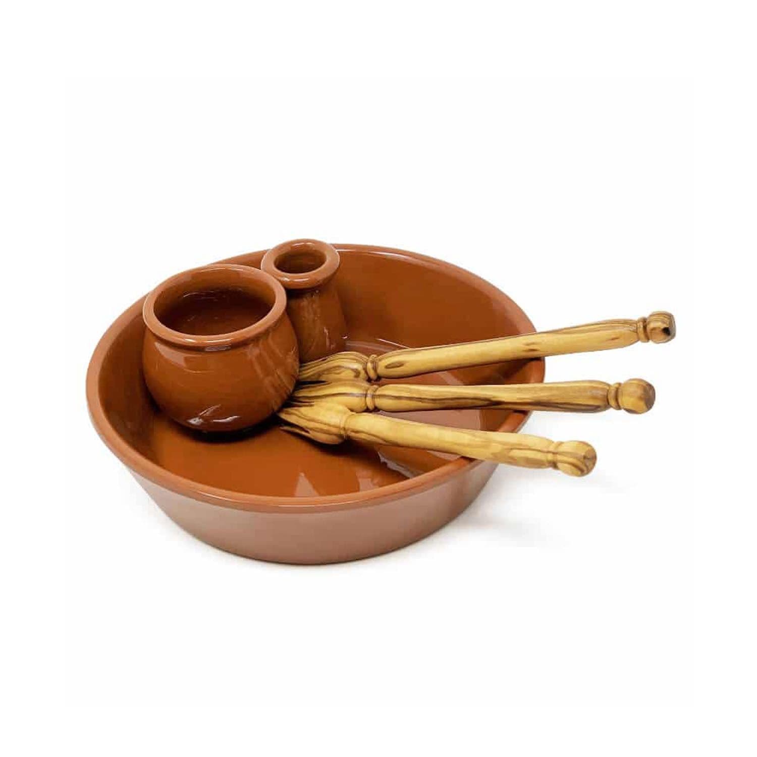El Toro Olive Bowl with 3 Olive Wood Olive Picks Set