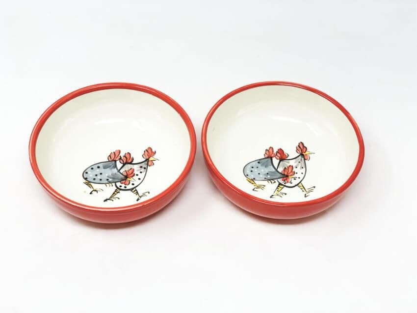 Farmhouse Hand Painted Ceramic Kitchen Dining Set of 2 Shallow Bowls (D) 15cm x (H) 5cm