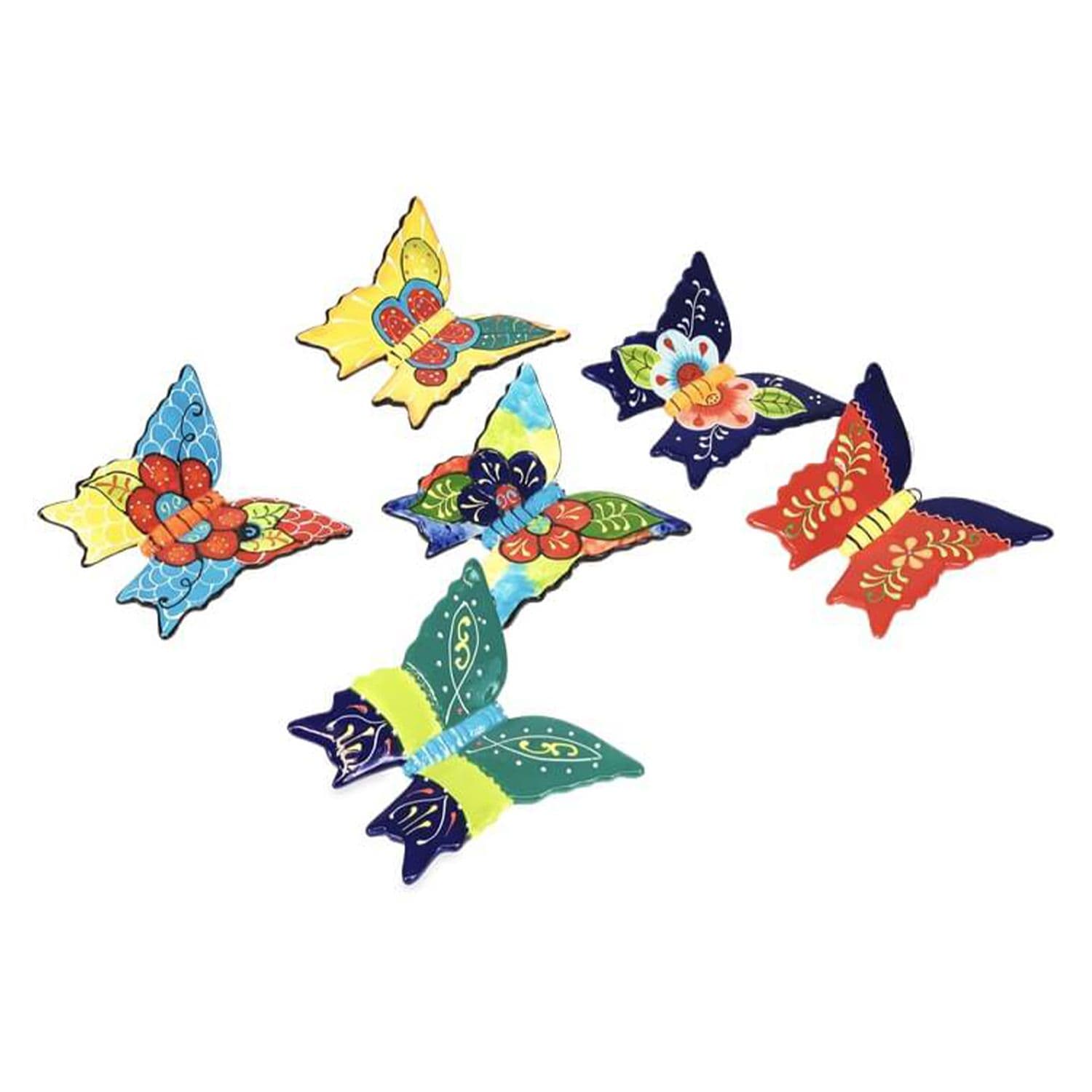 Classic Spanish Butterfly Ornaments Set of 6 Wall Hanging Home Décor 15 x 14cm