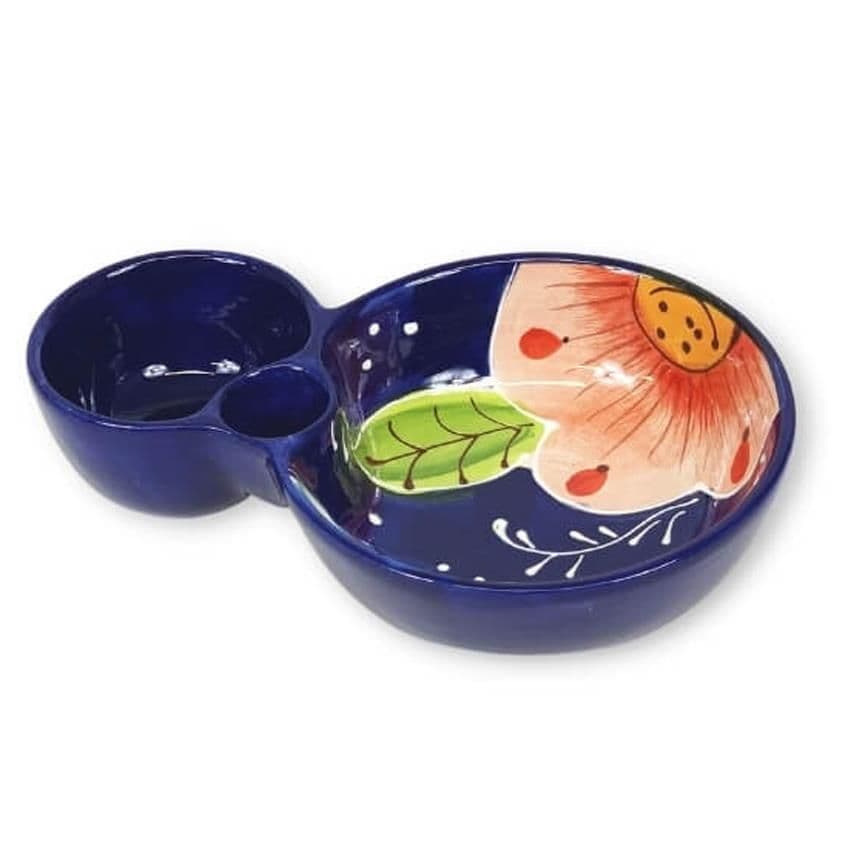 Classic Spanish Hand Painted Kitchen Dining Olive Dish (L) 19cm Pink Flower