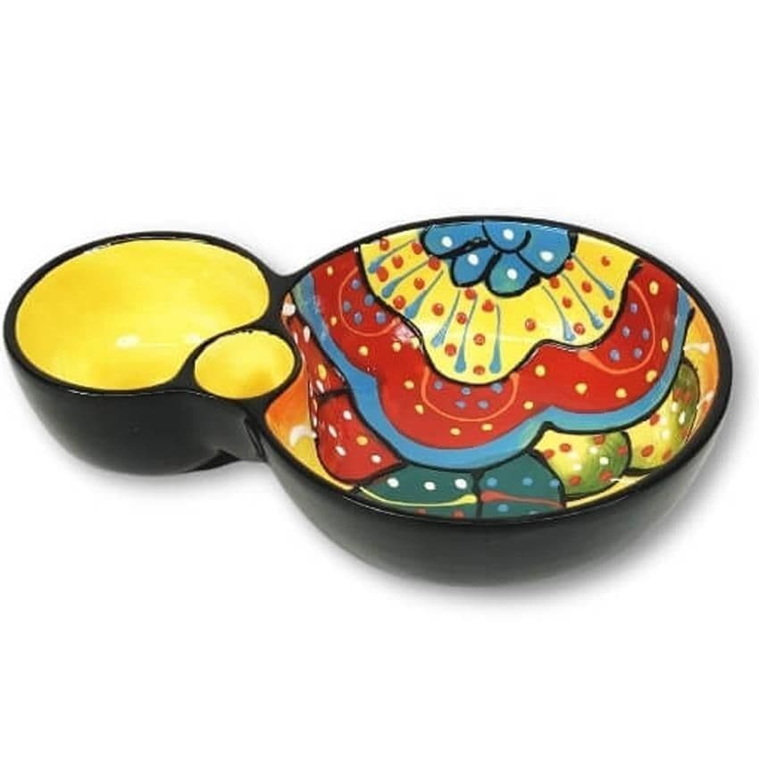 Classic Spanish Hand Painted Kitchen Dining Olive Dish (L) 19cm Red/Yellow Flower