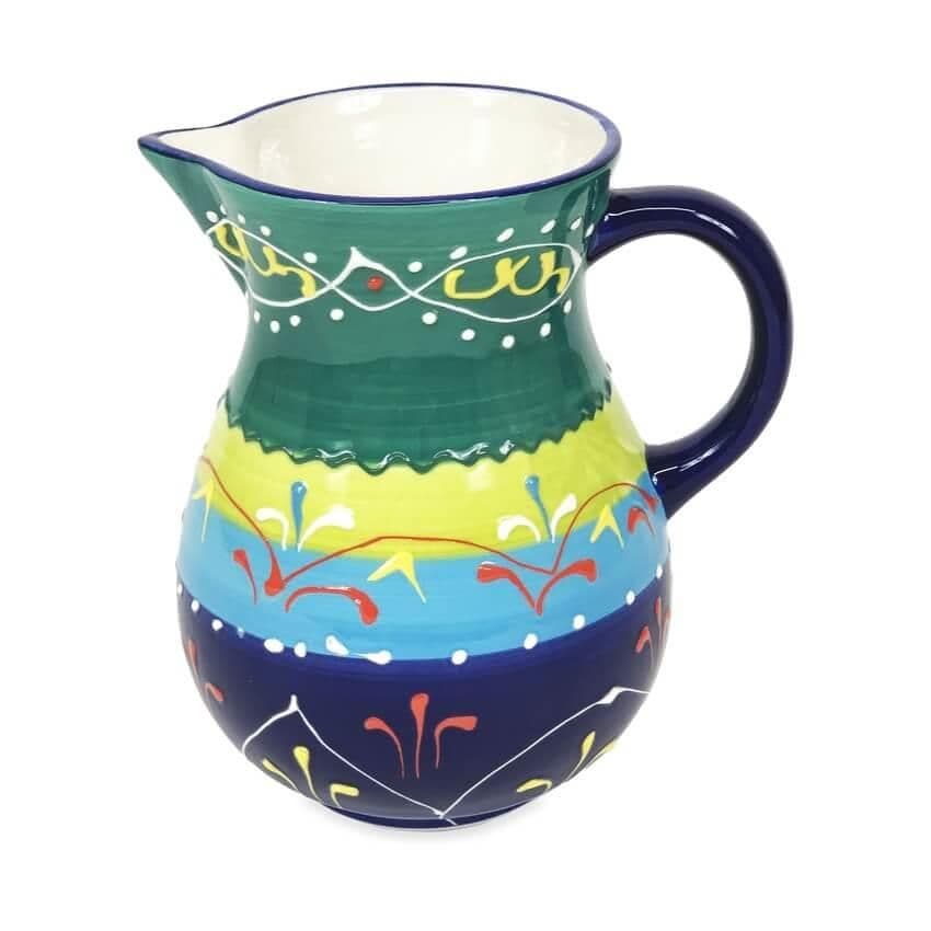Classic Spanish Hand Painted Kitchen Dining Decor Large Pourer Jug 1L Blue/Green