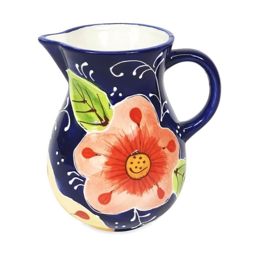 Classic Spanish Hand Painted Kitchen Dining Decor Large Pourer Jug 1L Pink Flower