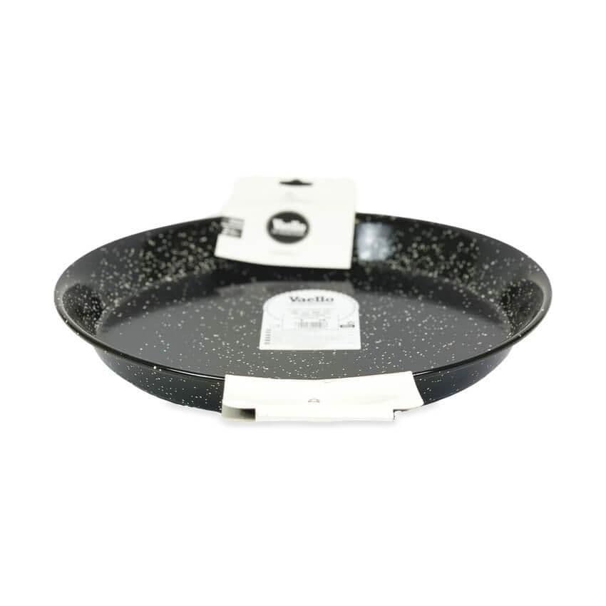 Enamelled Steel Paella Pan With Handles 38cm & Stainless Steel Paella Skimmer 30cm