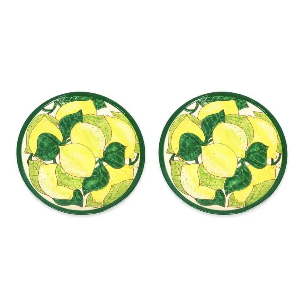 Signature Lemons Hand Painted Ceramic Kitchen Dining Plate (Diam) 28cm Set of 2