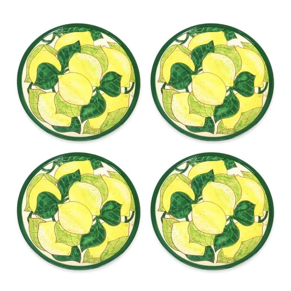 Signature Lemons Hand Painted Ceramic Kitchen Dining Plate (Diam) 28cm Set of 4
