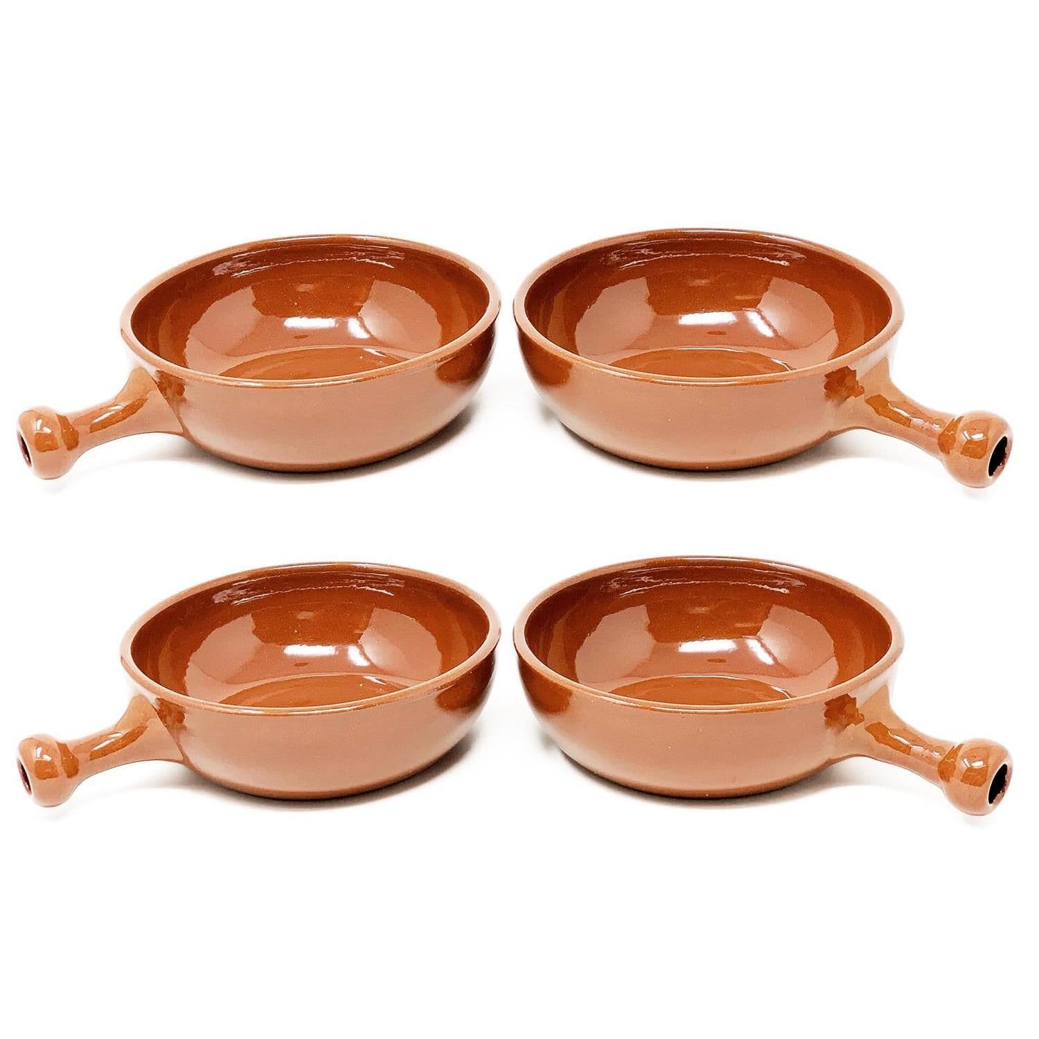 El Toro Glazed Terracotta Kitchen Dining Set of 4 Oven Dishes w/ Short Handles (Diam) 15cm