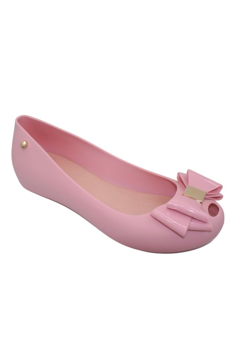 IVACHY Women's Slip-On Flat Peep Toe Simple Jelly Ballet Pump Shoes in Pink | Size: 7