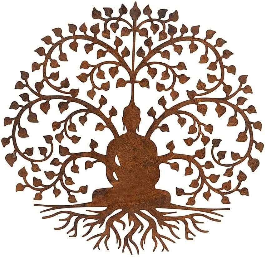 Bodhi Buddha Garden Screen Wall Art Plaque 60cm Diameter