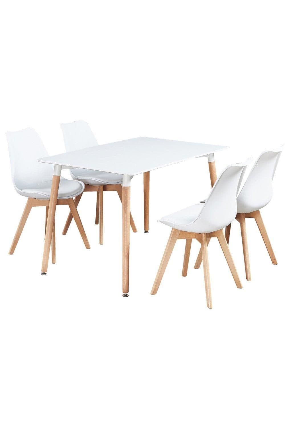5PCs Dining Set Halo Dining Table & Set 4 Lorenzo Tulip chairs Padded Seat