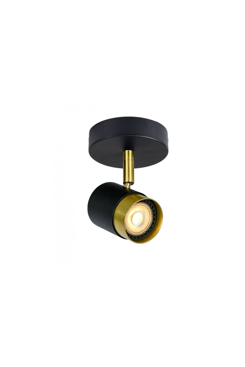 'Orio'  Black and Brushed Gold Single GU10 Adjustable Ceiling Spot Light