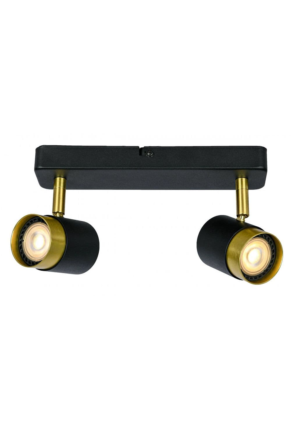 'Orio' Black and Brushed Gold Double Two Head GU10 Adjustable Ceiling Spot Light Bar