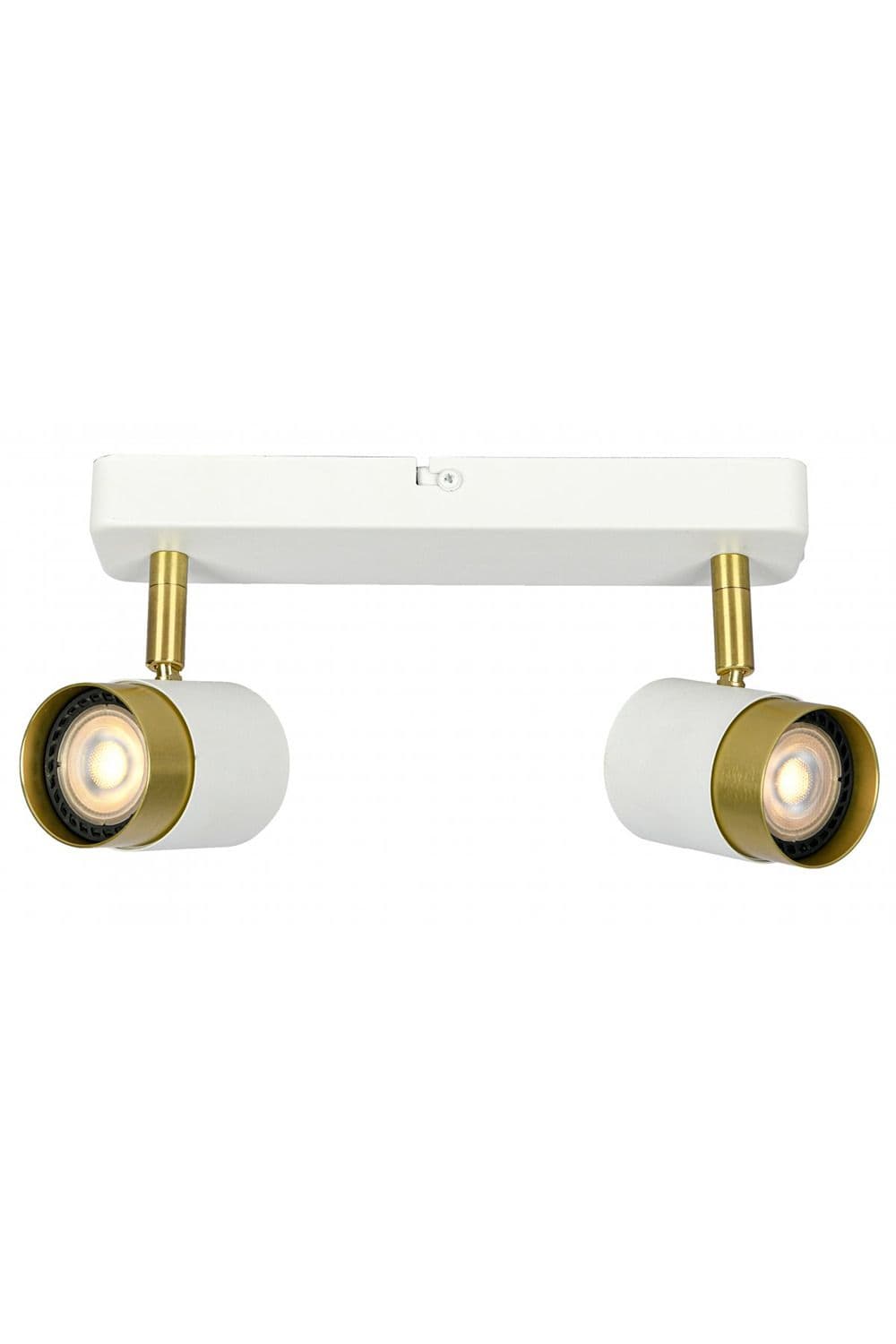 'Orio'  White and Brushed Gold Double Two Head GU10 Adjustable Ceiling Spot Light Bar