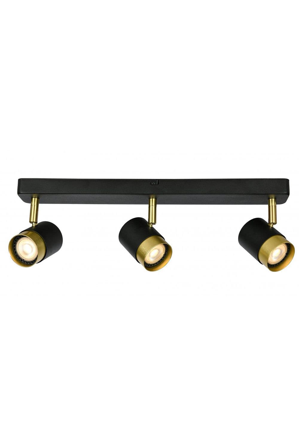 'Orio'  Black and Brushed Gold Triple Three Head GU10 Adjustable Ceiling Spot Light Bar
