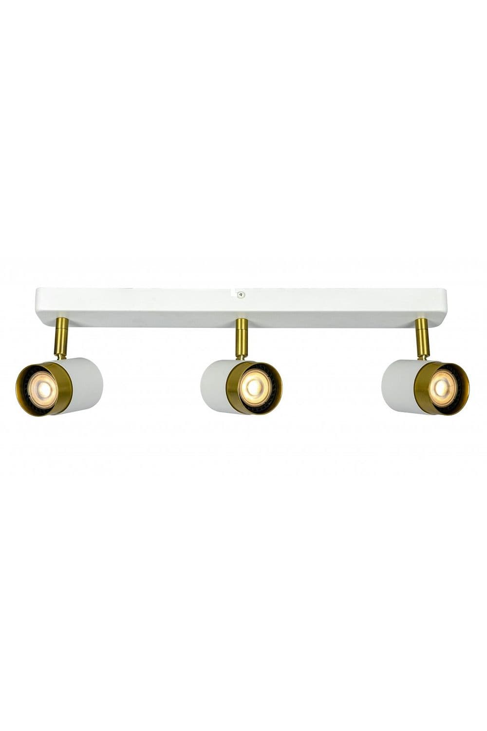 'Orio' White and Brushed Gold Triple Three Head GU10 Adjustable Ceiling Spot Light Bar