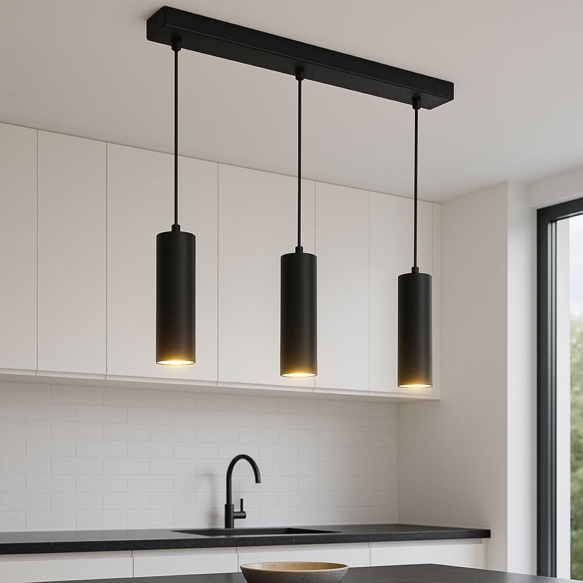 'Christine' Black Triple Slim Cylinder Ceiling Light