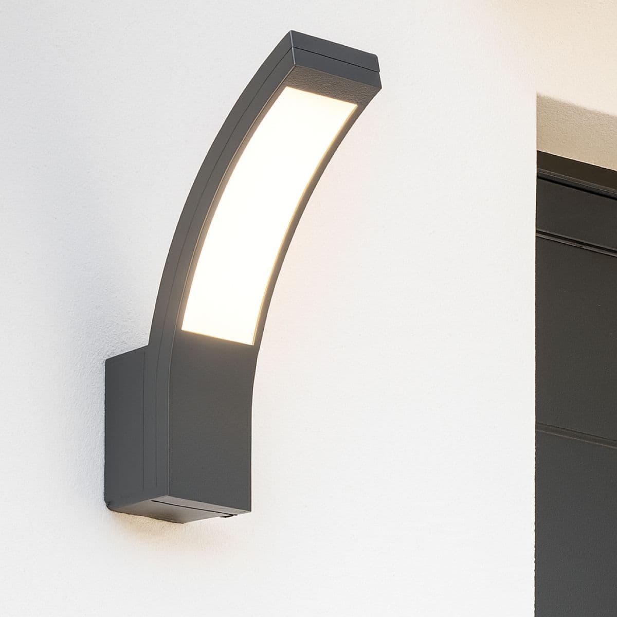 'Pairs' Grey LED Curved Outdoor Wall Light