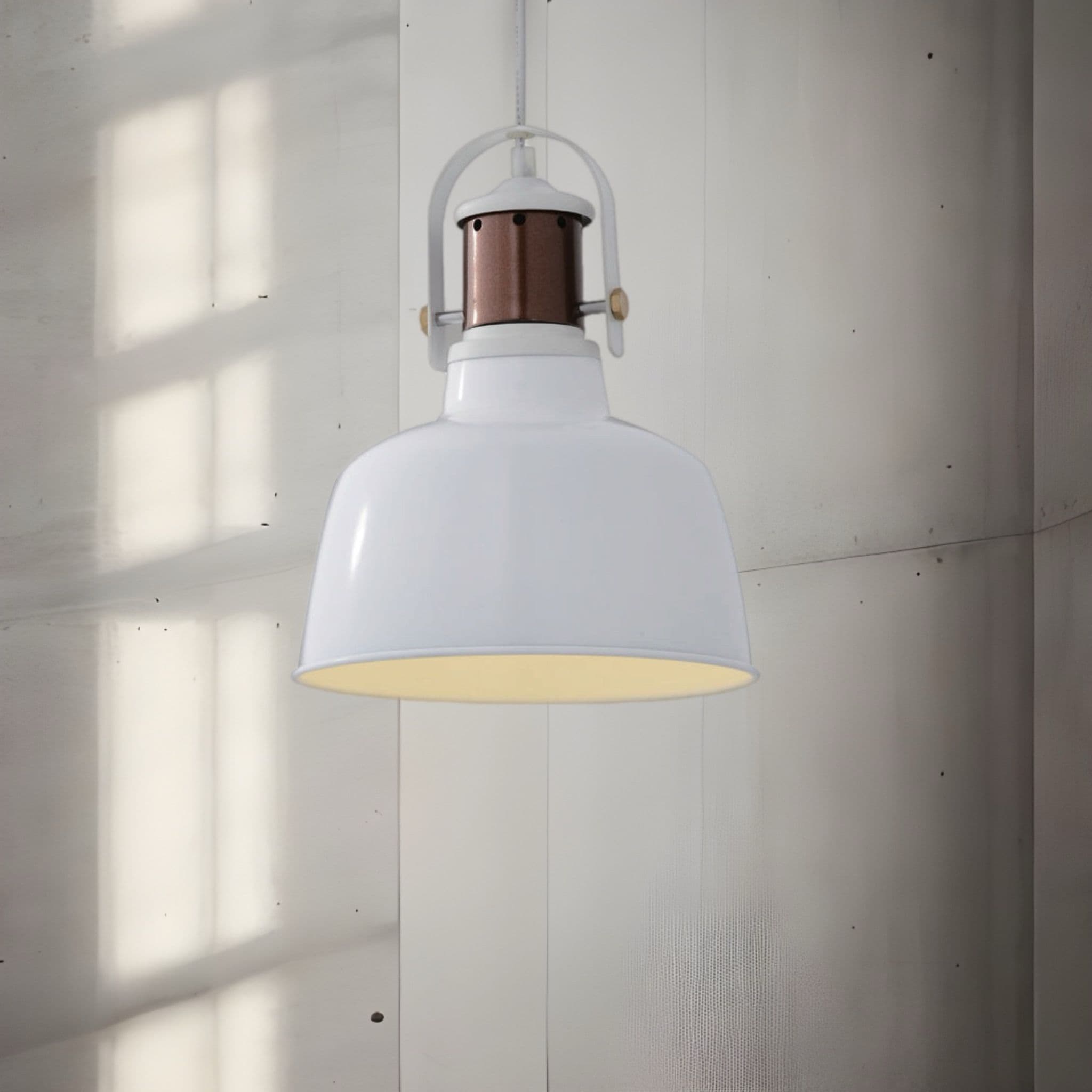 Marnie White Metal Industrial Dome Pendant Light