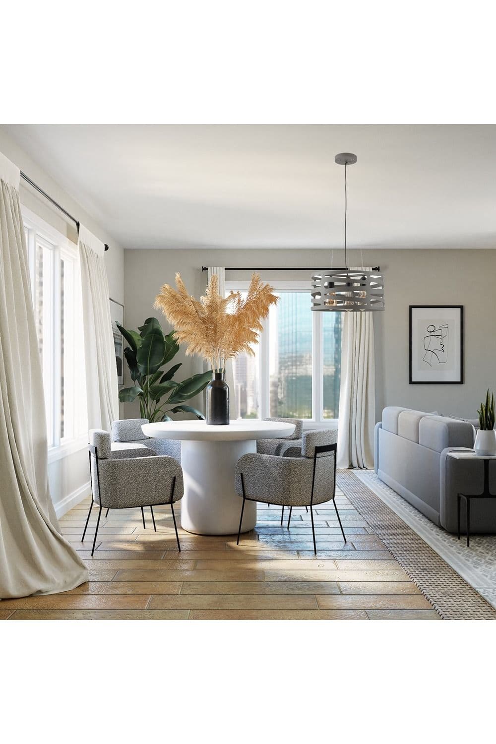 Marissa Grey Suspended Ceiling Light With Oval Cut Outs