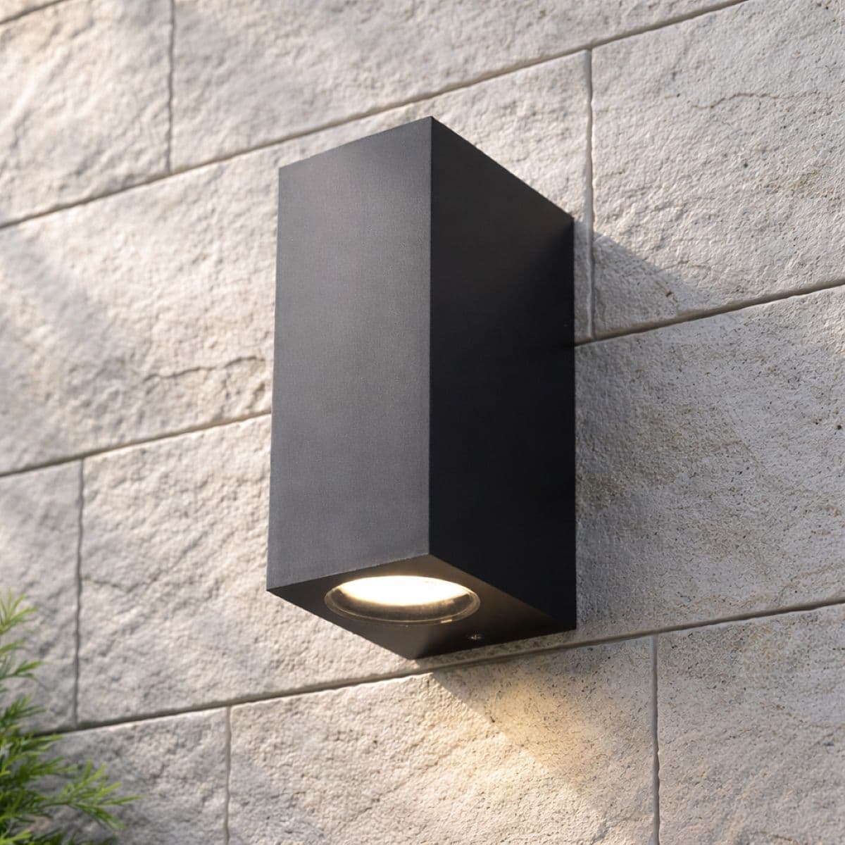 CGC Lighting 'Eileen' Black Up and Down Outdoor Rectangle Double Spotlight Wall Light