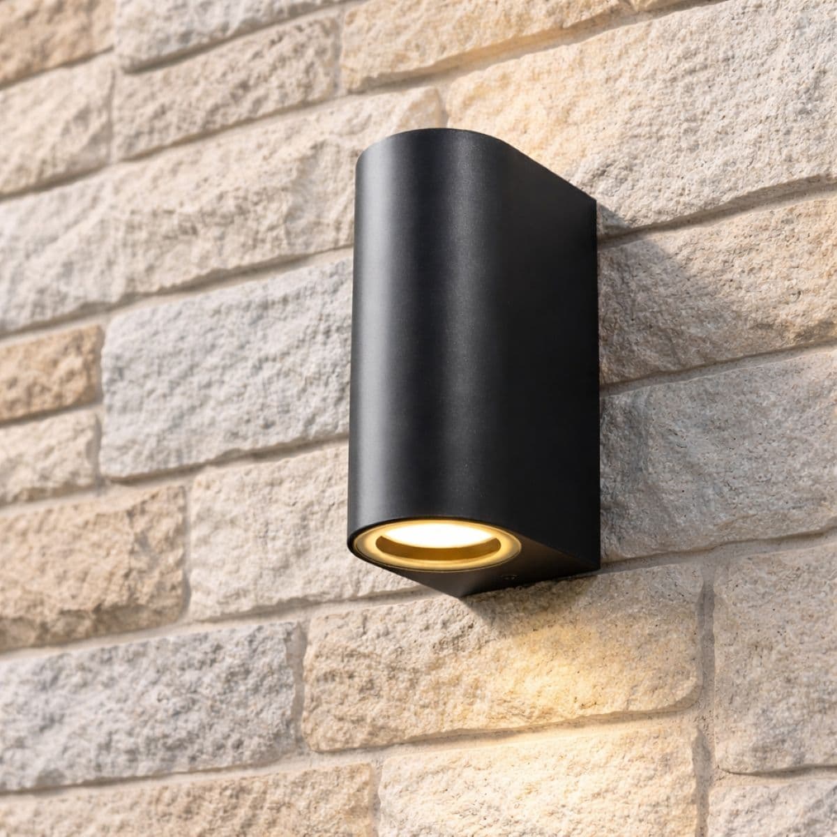 CGC Lighting 'Eileen' Black Outdoor Curved Double Spotlight Wall Light