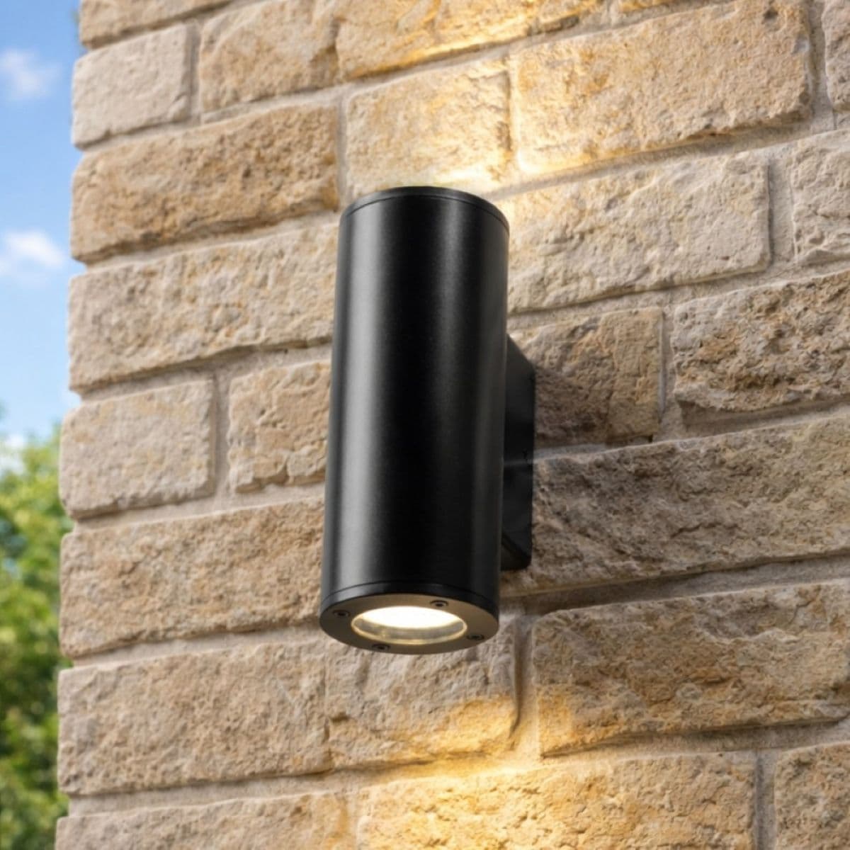 CGC Lighting 'Sherri' Black Cylinder Outdoor Up and Down Wall Light