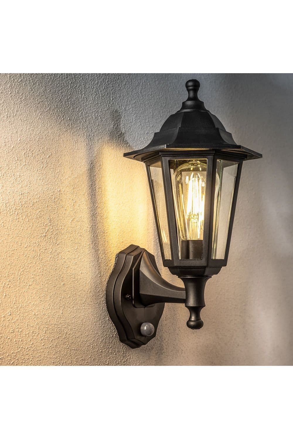 CGC Lighting 'Yasmin' Black Outdoor Traditional Lantern Style Wall Light With Motion Sensor