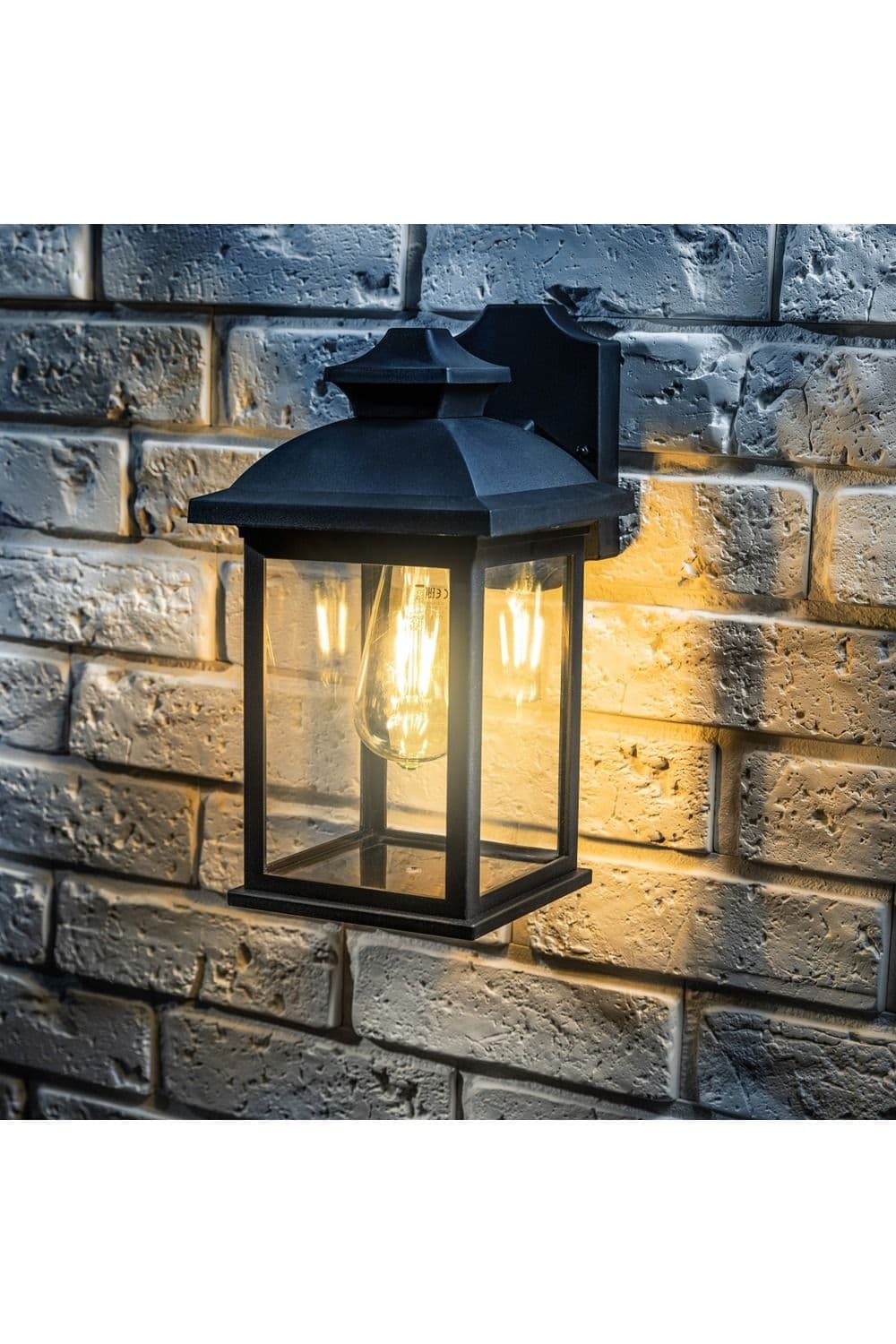 Lillian Black Rectangle Mounted Outdoor Wall Lantern Light