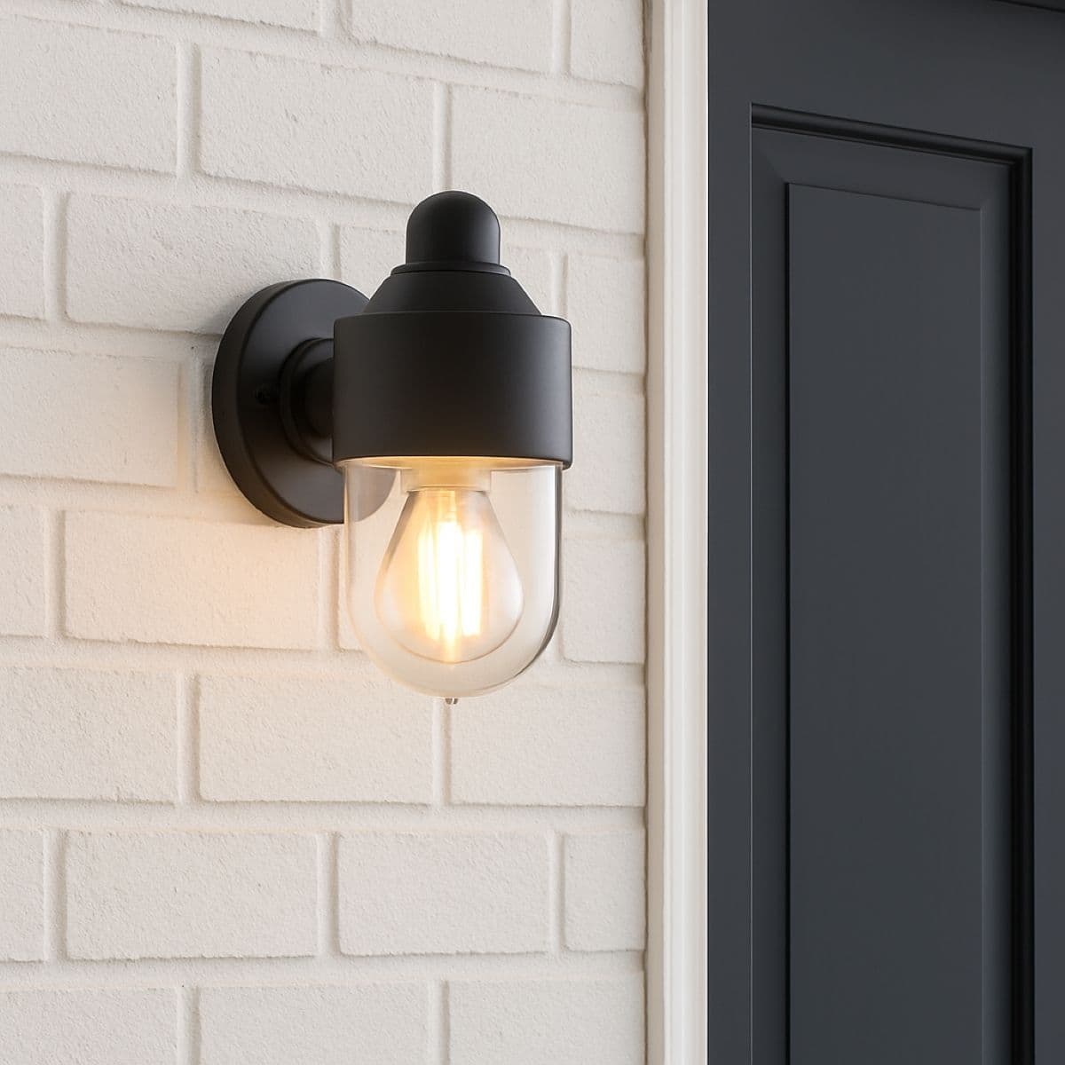 Veronica Black Cylinder Modern Outdoor Wall Light