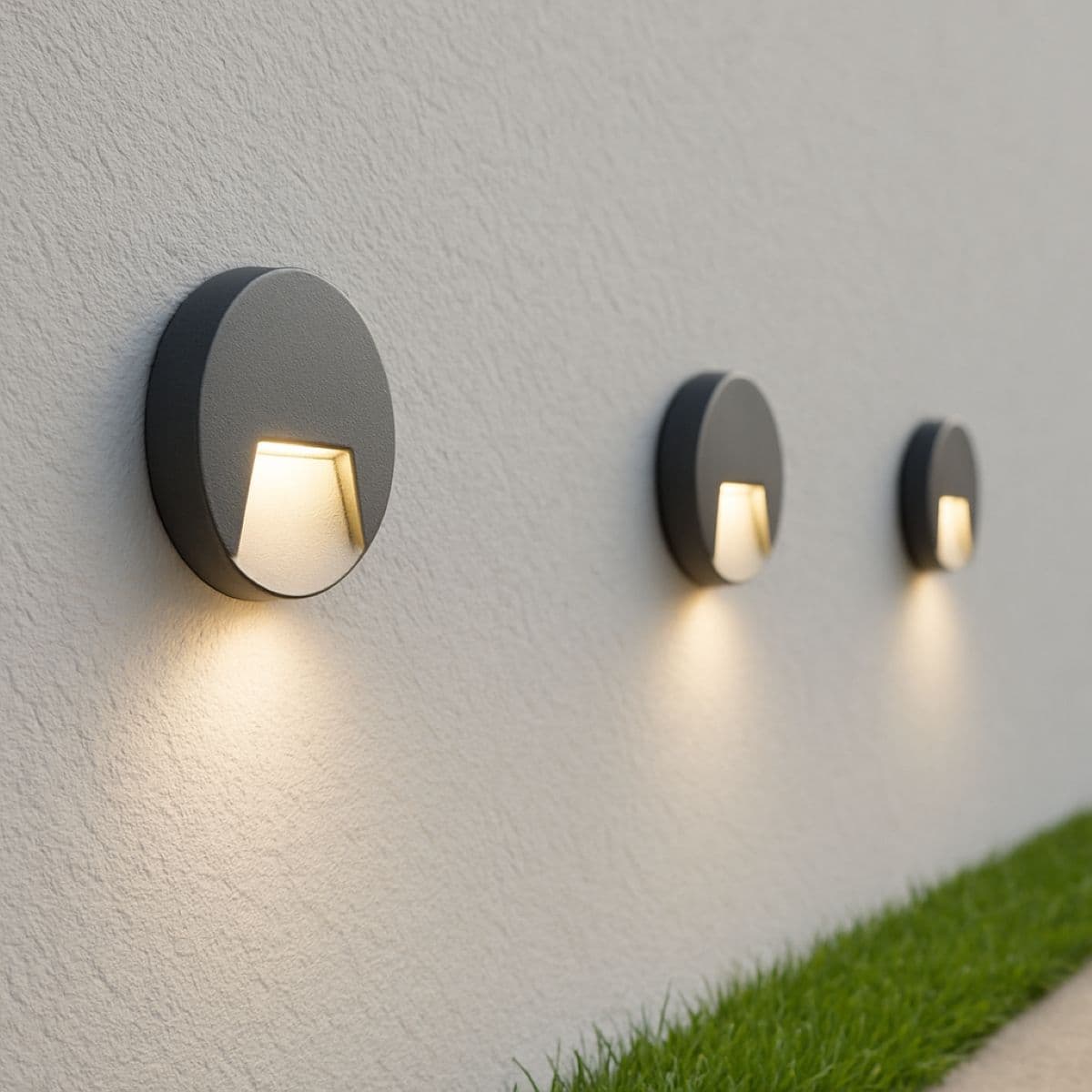 Primrose Black LED Round Outdoor Down Wall Light