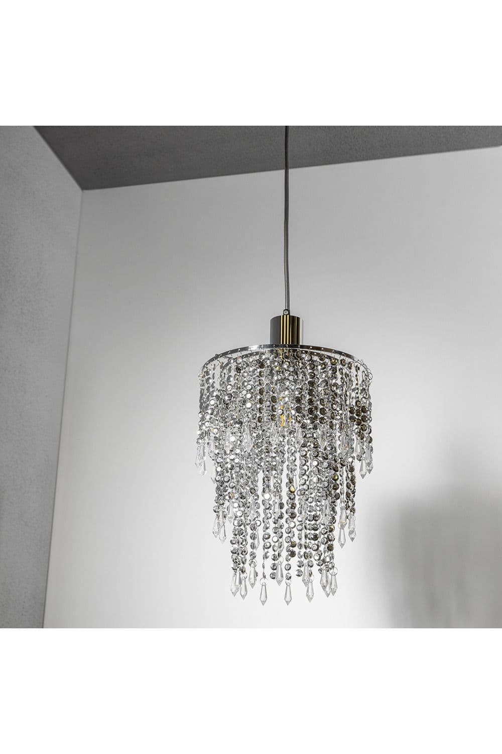 'Liza' Three Tier Large Chandelier Crystal & Chrome Ceiling Light Shade