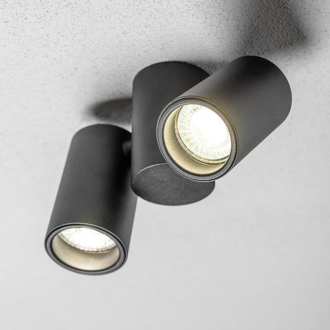 'Lup'  Black Modern Double Two Head GU10 Adjustable Ceiling Spotlight