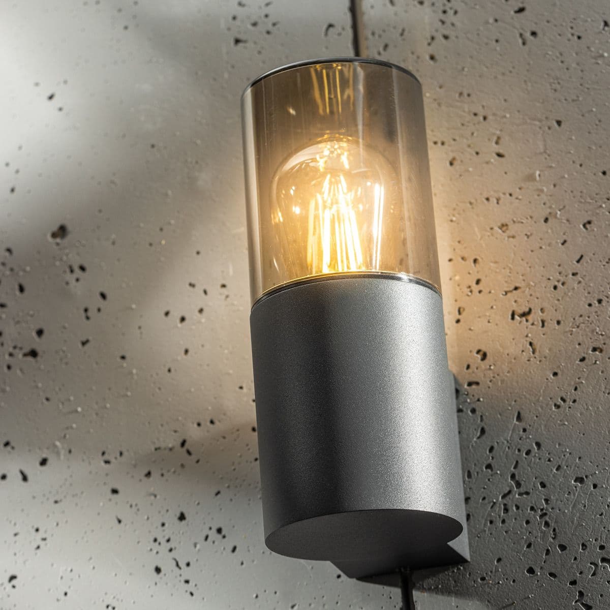 CGC Lighting 'Bluebell' Dark Grey Cylinder Wall Light with Smokey Diffuser