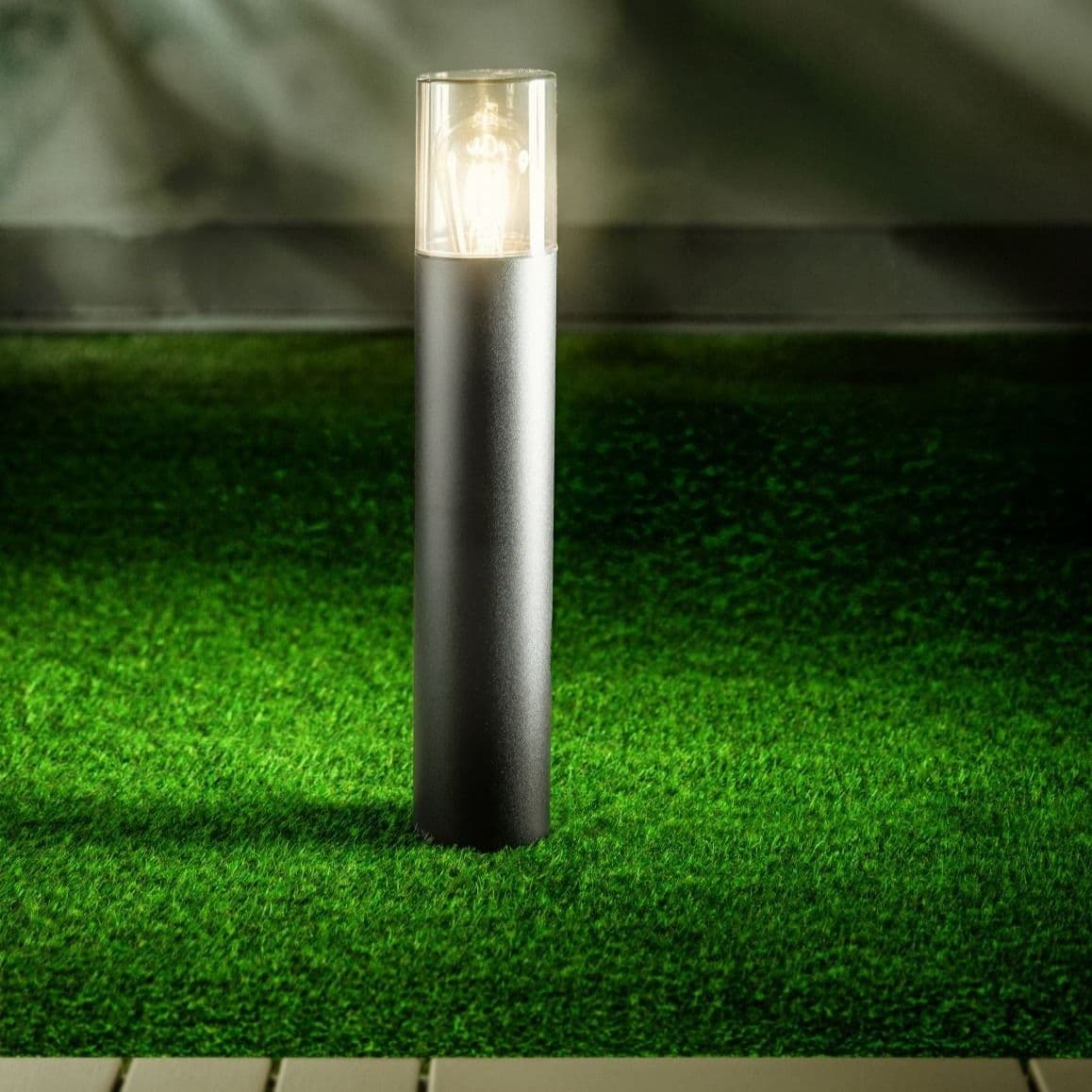 CGC Lighting 'Bluebell' Dark Grey Medium Outdoor Post Light with Smoky Diffuser