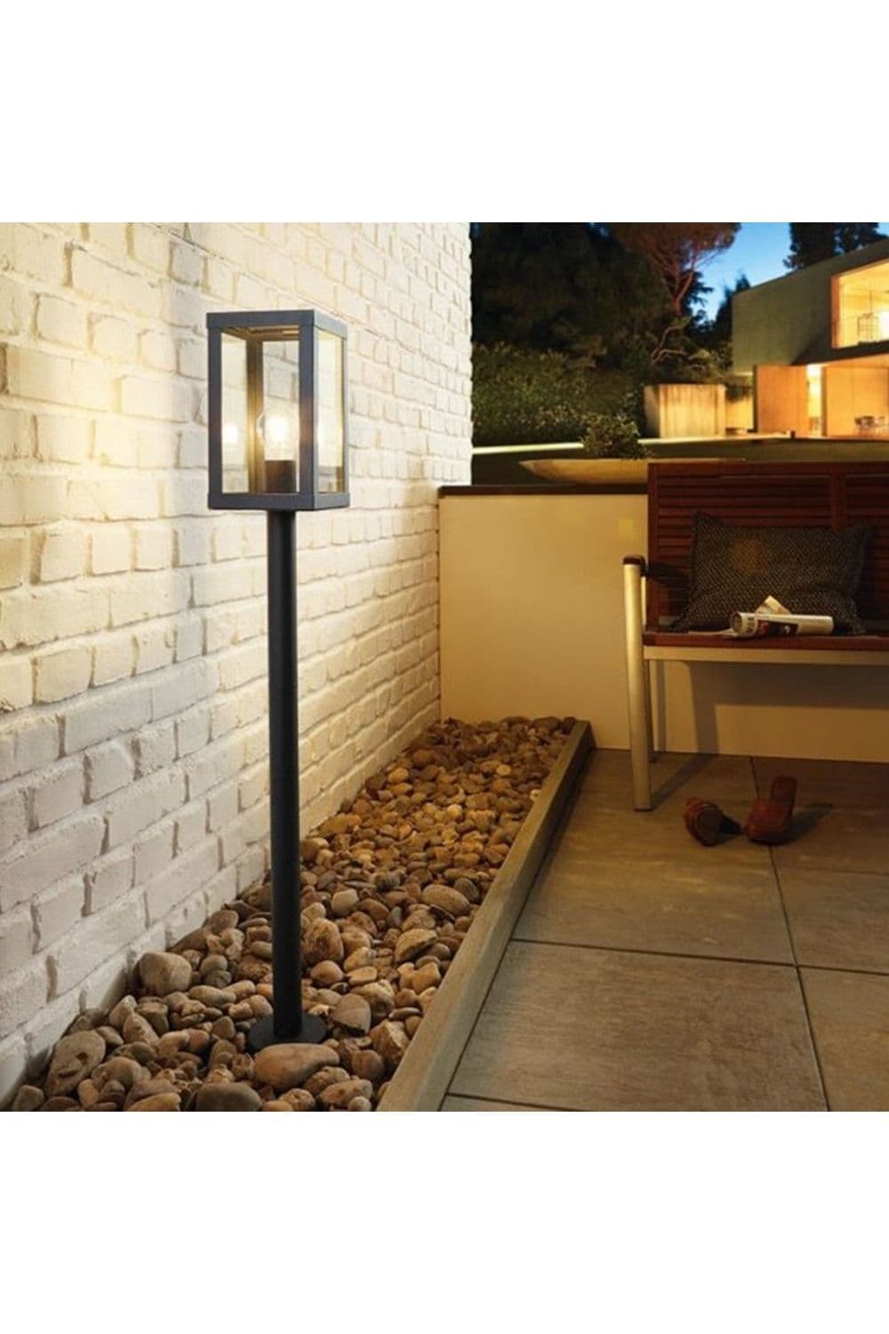 'Matilda' Black Outdoor Post Light With Rectangle Diffuser