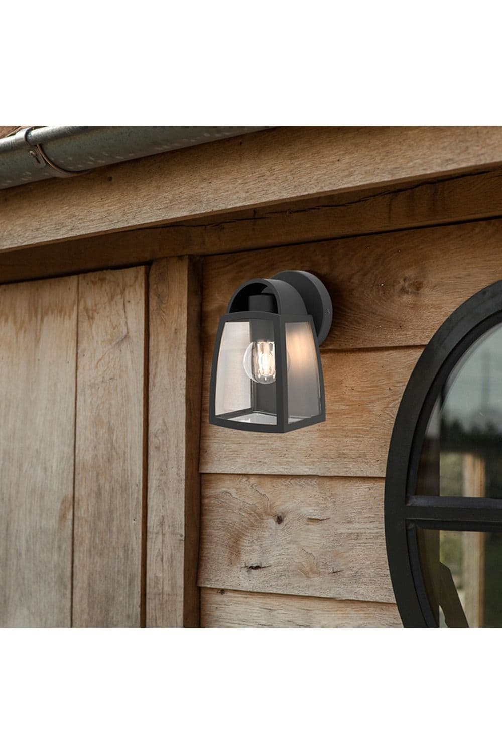 'Kelsey' Black Wall Lantern With Clear Glass Diffuser